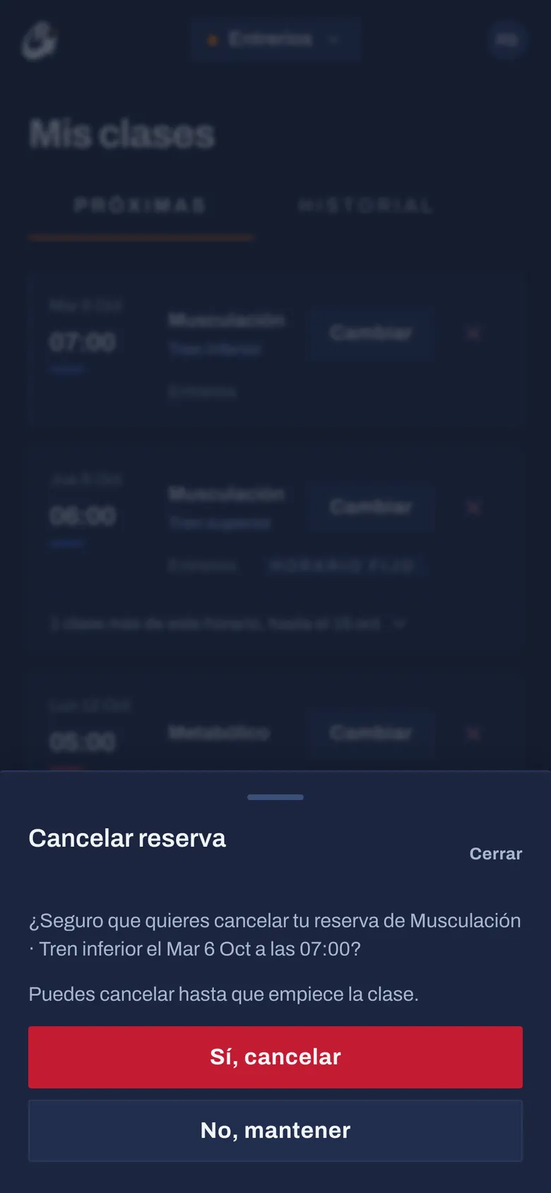 Paso 5: Confirma con Sí, cancelar