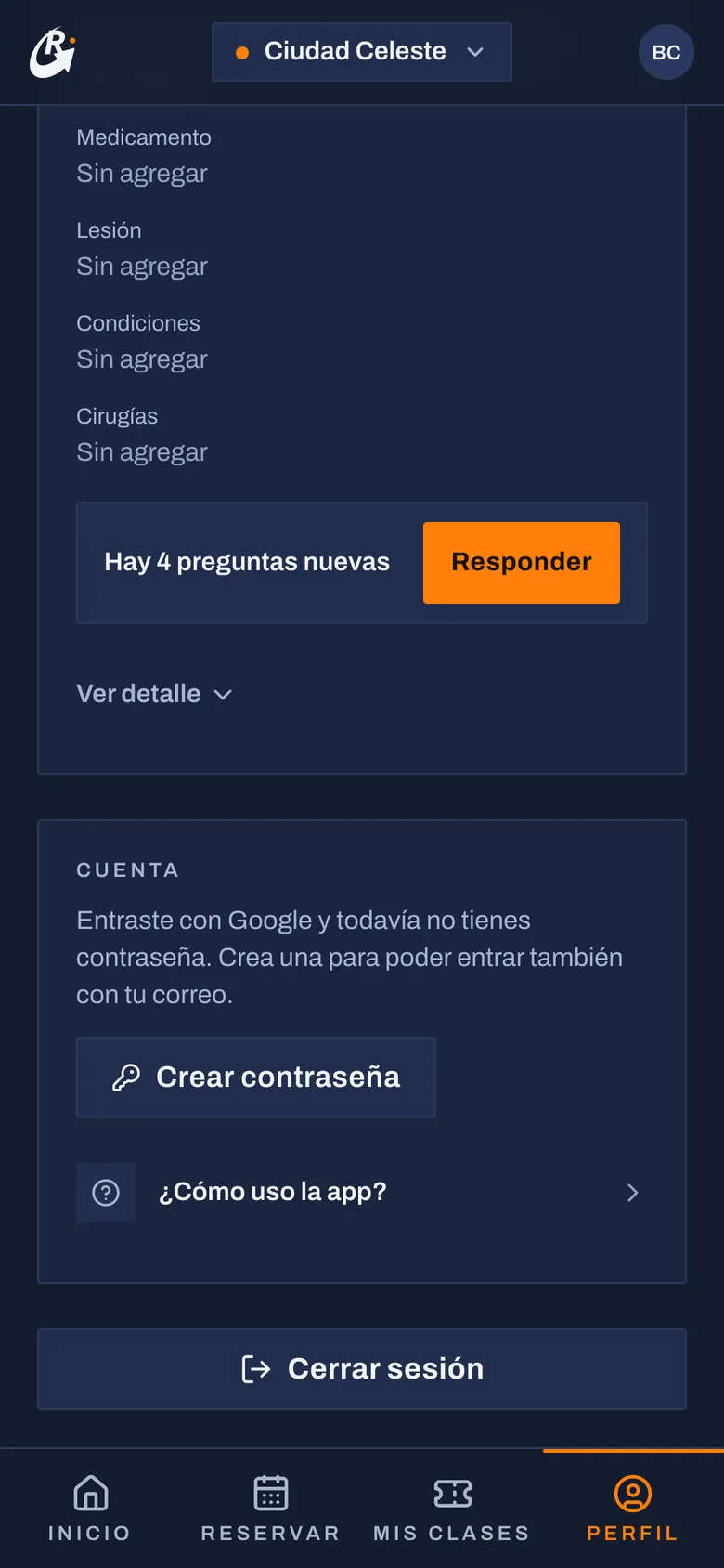 Paso 1: En Perfil, toca Crear contraseña