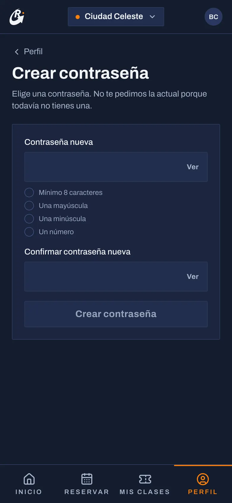 Paso 2: Si entraste con Google, no pide la actual