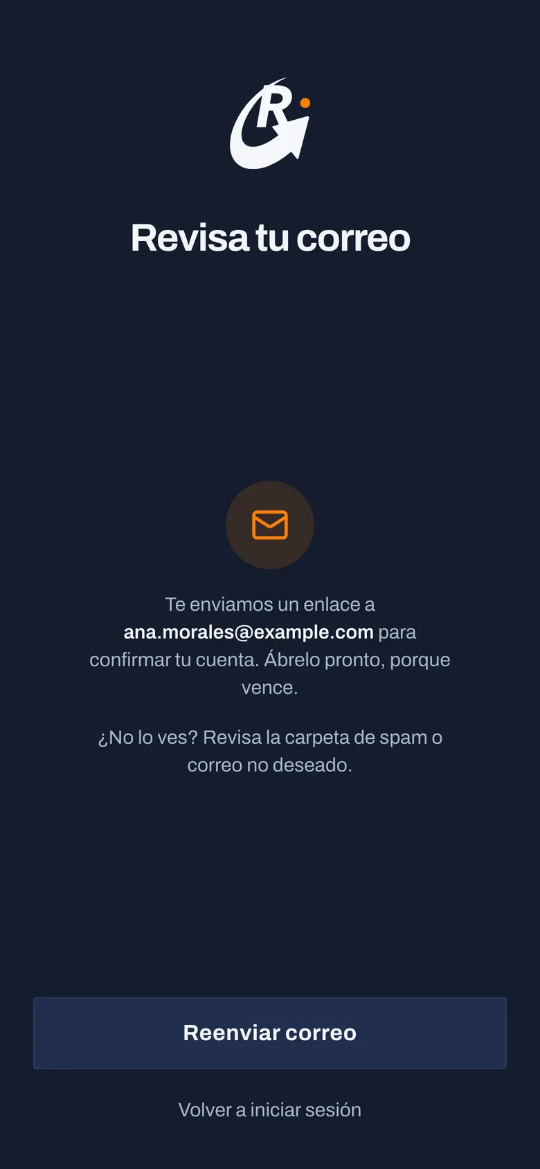Paso 3: Abre el enlace del correo. Si no llega, reenvíalo