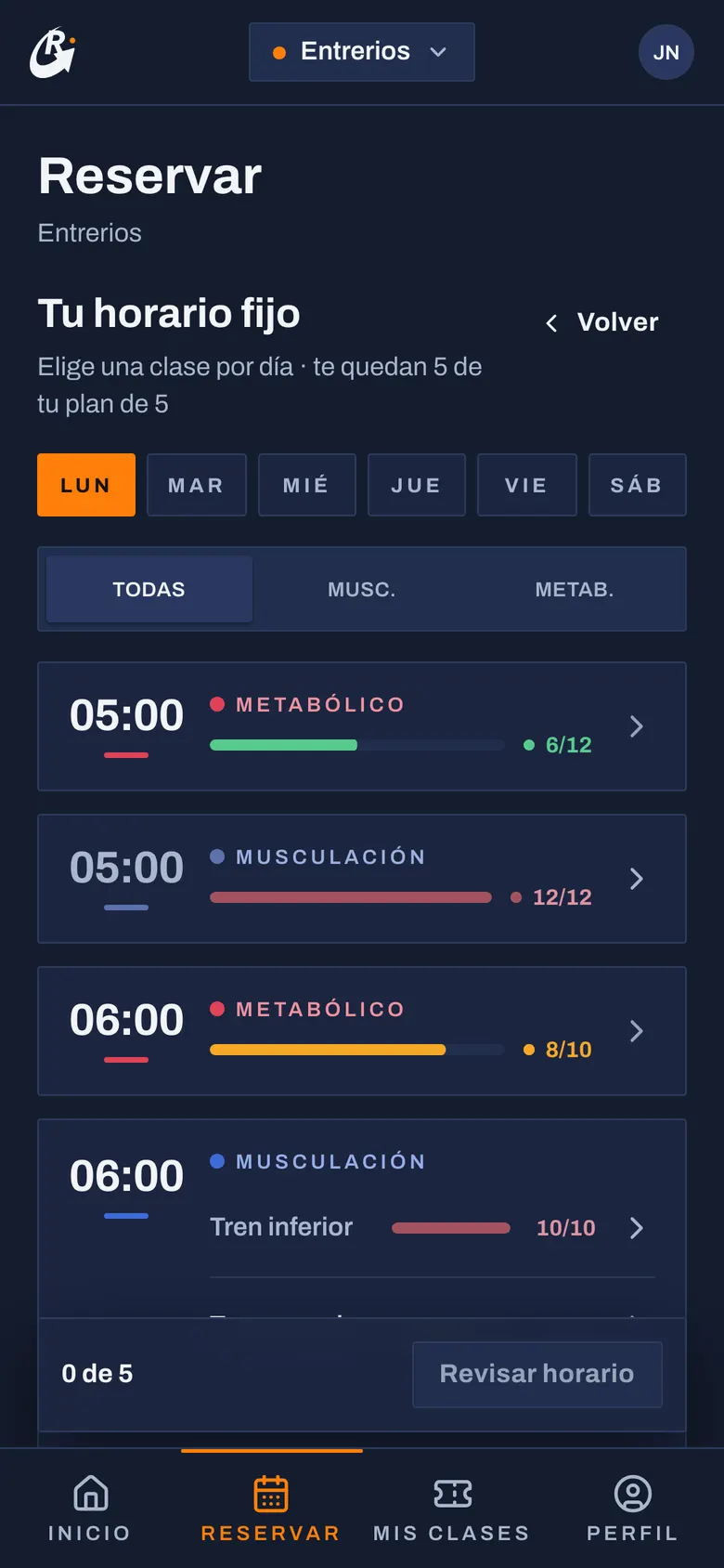 Paso 2: Elige tu clase de cada día